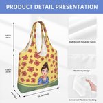 Personalizada de dibujos animados Chica Volando Nacimiento Flor Bolsa Tote Grande Portátil con Nombre Aniversario Cumpleaños Regalo para Mujeres