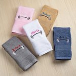 Personalized Weightlifting Barbell Towel with Embroidered Name Sporting Good Training Team Anniversary Gift for Weightlifter Fitness Enthusiast