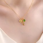 Collier de pierres de naissance pour chaussure de ballet avec initiale gravée Anniversaire Cadeau pour Ballerine