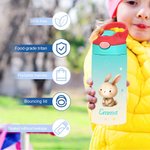 Personalized Cartoon Animals Star Name 12 oz Kid Insulated Water Bottle with Handle and Silicone Straw Daily Travel Essential Birthday Gift for Kids