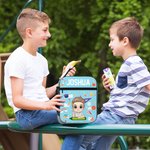 Personalisierte Cartoon-Charakter Briefpapier Elemente isolierte Lunch Bag mit Namen Portable Picknick zurück zu Schule Geschenk für Jungen Mädchen