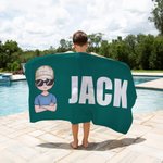 Personalisierte niedlichen Cartoon-Charakter schnell trocken überdimensioniert Strand Handtuch mit Namen Strand Party Sommer Urlaub Geschenk für Kinder Familie