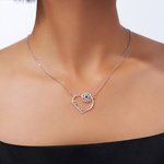 Personalised Heart Birthstone Birth Flower Necklace with Name Dainty Jewellery Birthday Anniversary Valentine's Day Gift for Women