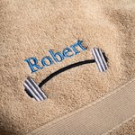 Personalized Weightlifting Barbell Towel with Embroidered Name Sporting Good Training Team Anniversary Gift for Weightlifter Fitness Enthusiast