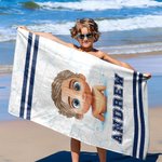Personalisiertes 3D-Cartoon-Schwimmen-Charakter Schnelltrocknendes Strandtuch mit Namen Sommer Reise Wesentliche Urlaub Geschenk für Jungen Mädchen