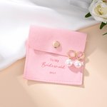 Personalized Simple Design PU Leather Jewelry Pouch Pearl Bracelet and Earrings Set with Name Wedding Bridal Shower Gift for Bride Bridesmaid