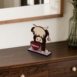 Personalized Funny Love Highland Cow Shelf Sitter with Name Desk Decor Birthday Gift for Highland Cow Lovers