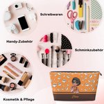 Personalisierte Cartoon-Mädchen Fliegende Geburtsblume Tragbare Kosmetiktasche mit Namen Geburtstag Jahrestagsgeschenk für Damen