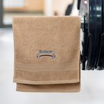 Personalized Weightlifting Barbell Towel with Embroidered Name Sporting Good Training Team Anniversary Gift for Weightlifter Fitness Enthusiast