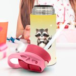 Personalisierte Cartoon Tier Kinder Isolierte Trinkflasche mit Namen und Silikon-Strohhalm 355 ml Schultüte Füllung Einschulung Geschenk für Kinder