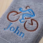 Personalised Embroidered Cycling Super Absorbent 100% Cotton Sport Towel with Name Birthday Race Day Gift for Cyclist