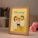 Personalized Funny 3D Character Photo Acrylic Frame LED Night Light with Wooden Base and Title Home Decor Birthday Gift for Pet Lover Family