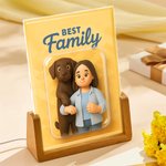 Personlig Rolig 3D tecknad karaktär Foto Akryl LED nattlampa med träbas och titel Heminredning Födelsedagspresent för husdjursälskare Familj