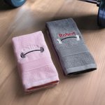 Personalized Weightlifting Barbell Towel with Embroidered Name Sporting Good Training Team Anniversary Gift for Weightlifter Fitness Enthusiast