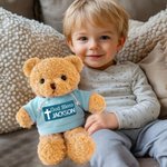 Personalised Cross God Bless Plush Teddy Bear Stuffed Toy with Name Religious Baptism First Communion Gift for Boys Girls