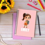 Gepersonaliseerd Cartoon Jongen Meisje Naam A5 Spiraal Notebook met 120 gelinieerde pagina's terug naar school Gift voor kinderen