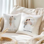Personalised Mother of the Bride Cartoon Character Soft Throw Pillow Cover with Name Home Decor Wedding Bridal Shower Gift for Bride Mom