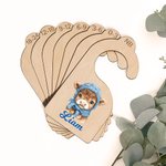 Personalisierte Rosa Blau Hochland Kuh 7 Stück hölzerne Schrank Teiler mit Namen Baby Dusche Kinderzimmer Geschenk für neue Eltern Neugeborene