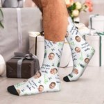 Personalized Golf Theme Face Photo Portrait Design Soft Breathable Socks with Title Father's Day Birthday Gift for Dad Golf Players