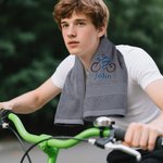 Personalised Embroidered Cycling Super Absorbent 100% Cotton Sport Towel with Name Birthday Race Day Gift for Cyclist