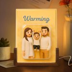 Personlig Rolig 3D tecknad karaktär Foto Akryl LED nattlampa med träbas och titel Heminredning Födelsedagspresent för husdjursälskare Familj