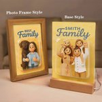 Personalized Funny 3D Character Photo Acrylic Frame LED Night Light with Wooden Base and Title Home Decor Birthday Gift for Pet Lover Family