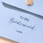 Personalized Simple Design PU Leather Jewelry Pouch Pearl Bracelet and Earrings Set with Name Wedding Bridal Shower Gift for Bride Bridesmaid