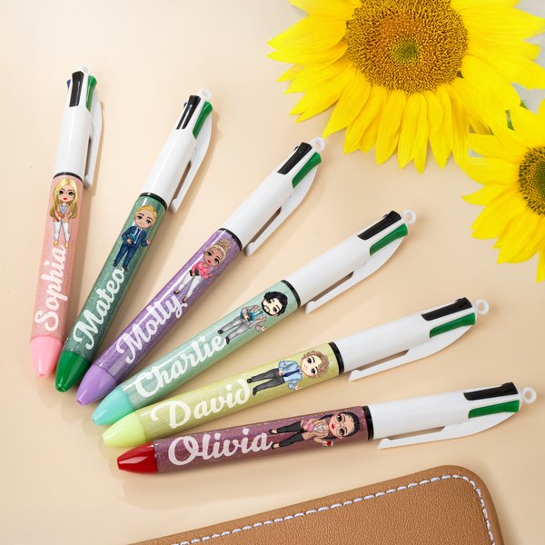Stylo 4-en-1 rétractable personnalisé avec nom Fournitures scolaires Cadeau d'anniversaire de la journée du professeur Cadeau d'appréciation pour les professeurs