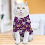 Personalized 1-3 Face Photos Fluorescent Pattern Pet Shirt Birthday Anniversary Gift for Dog Cat Lovers