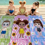 Personlig Checkerboard Cartoon Character Quick Dry Oversized Strandhandduk med namn Strandfest Sommarsemester Present till vän Familj