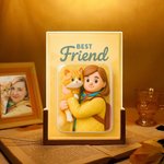 Personlig Rolig 3D tecknad karaktär Foto Akryl LED nattlampa med träbas och titel Heminredning Födelsedagspresent för husdjursälskare Familj