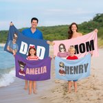 Personalisierte niedlichen Cartoon-Charakter schnell trocken überdimensioniert Strand Handtuch mit Namen Strand Party Sommer Urlaub Geschenk für Kinder Familie