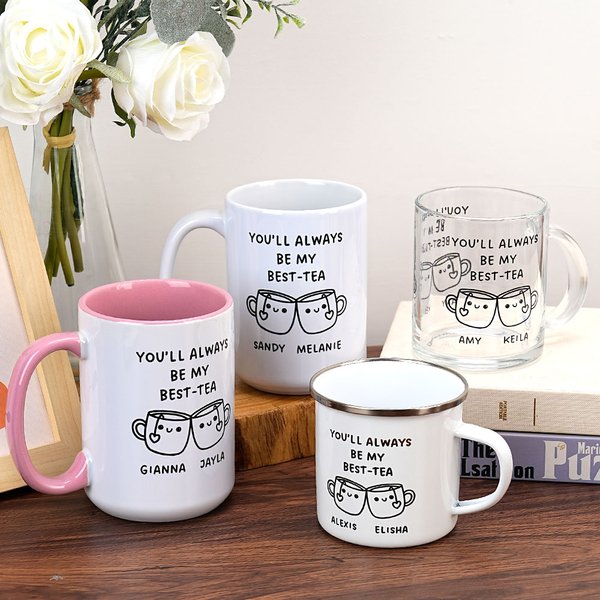 Personalisierte niedliche Ausdrücke Du wirst immer mein bester Tee Kaffee Keramik Emaille Glasbecher mit Namen Home Decor Geburtstagsgeschenk für Bestie Freund