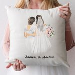 Personalised Mother of the Bride Cartoon Character Soft Throw Pillow Cover with Name Home Decor Wedding Bridal Shower Gift for Bride Mom