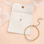 Personalized Simple Design PU Leather Jewelry Pouch Pearl Bracelet and Earrings Set with Name Wedding Bridal Shower Gift for Bride Bridesmaid