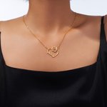 Personalised Heart Birthstone Birth Flower Necklace with Name Dainty Jewellery Birthday Anniversary Valentine's Day Gift for Women