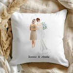 Personalised Mother of the Bride Cartoon Character Soft Throw Pillow Cover with Name Home Decor Wedding Bridal Shower Gift for Bride Mom