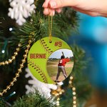 Personalized Softball Baseball Photo Ceramic Ornament with Name and Number Tree Decoration Christmas Birthday Gift for Ball Player Coach Friends