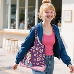 Personalizada de dibujos animados Chica Volando Nacimiento Flor Bolsa Tote Grande Portátil con Nombre Aniversario Cumpleaños Regalo para Mujeres