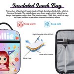 Personalisierte Cartoon-Charakter Briefpapier Elemente isolierte Lunch Bag mit Namen Portable Picknick zurück zu Schule Geschenk für Jungen Mädchen