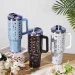 Personalizzato Multicolor Floral Mom 40 oz Tumbler con 1-8 nomi e cannuccia Accessori da viaggio Festa della mamma Regalo di compleanno per la mamma nonna