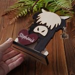 Personalized Funny Love Highland Cow Shelf Sitter with Name Desk Decor Birthday Gift for Highland Cow Lovers