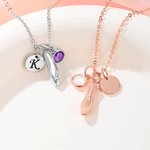 Collier de pierres de naissance pour chaussure de ballet avec initiale gravée Anniversaire Cadeau pour Ballerine