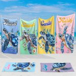 Personlig blommig sköldpadda hav snabbtorkad överdimensionerad strandhandduk med namn strandfest sommar semestergåva för vän familj