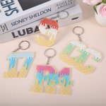 Personalized Ice Cream Drip  Acrylic Keychain Bag Tag withText Baseball Team Birthday Gift for Baseball Player Coach Fan