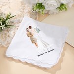 Personalized Cartoon Bride and Mom 100% Cotton Handkerchief with Names and Text Wedding Anniversary Gift for Mom Bride