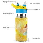 Personalisierte 3D Cartoon Ballett Mädchen Name 12 oz Wasserflasche mit Griff und Stroh Geburtstag zurück zu Schule Geschenk für Mädchen