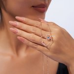 Personalised Heart Birthstone Birth Flower Necklace with Name Dainty Jewellery Birthday Anniversary Valentine's Day Gift for Women