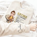 Personalized Cartoon Character 100% Cotton Soft Sweatshirt Hoodie with Name Birthday Gift for Retired Women