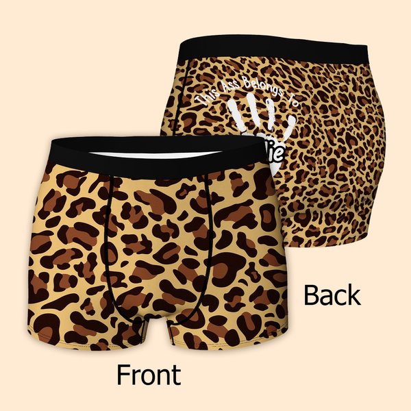 Personalised This Ass Belongs To Paw Print Men's Boxer Brief with Name Valentine's Day Anniversary Gift for Husband Boyfriend